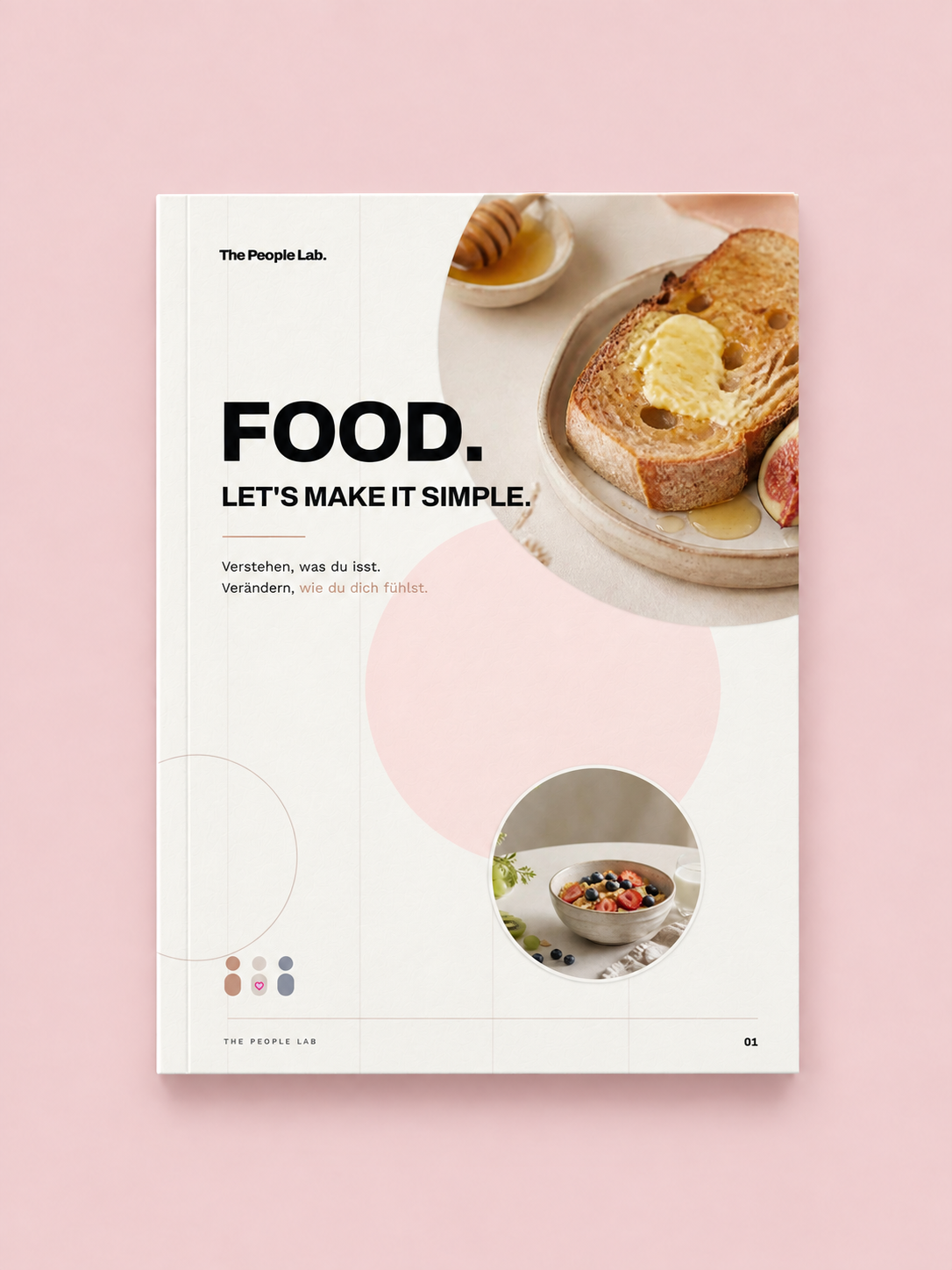 Softcover-Ausgabe von FOOD. LET'S MAKE IT SIMPLE. auf rosafarbenem Hintergrund